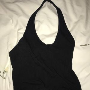 Black cropped halter top